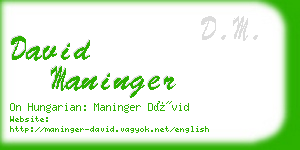 david maninger business card